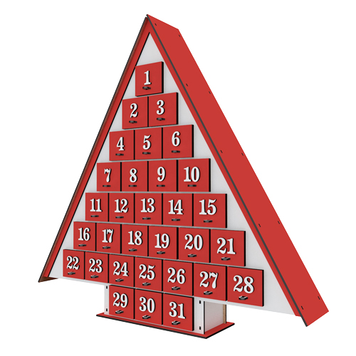 Адвент календар Ялинка на 31 день з об'ємними цифрами, DIY конструктор FDPO-391-1-4