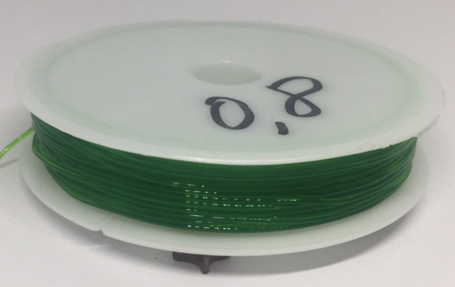 Силіконова волосінь-гумка, зелена, діаметр - 0,8 мм