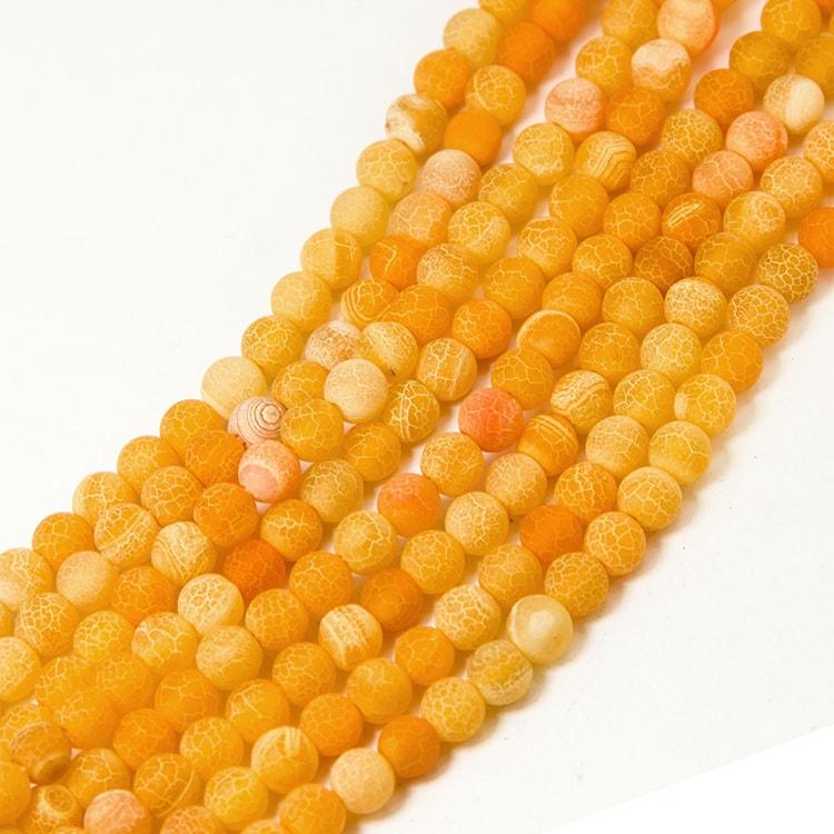 Бусины натуральный  агат, круглые, окрашенные, оранжевые, 6 мм