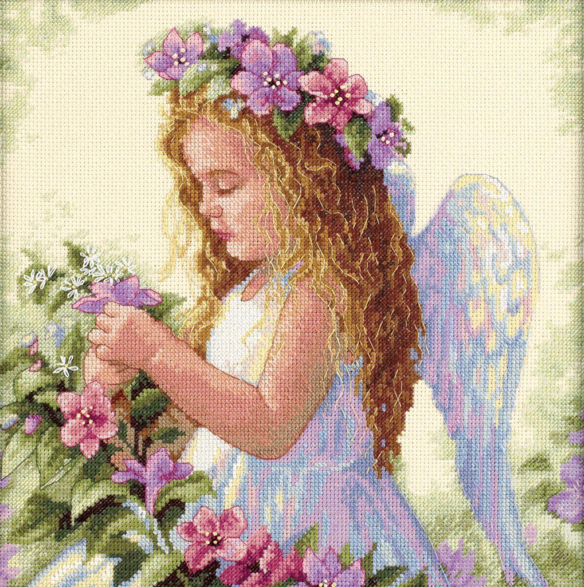 35229 Набор для вышивания крестом DIMENSIONS Passion Flower Angel ''Цветочный ангел''