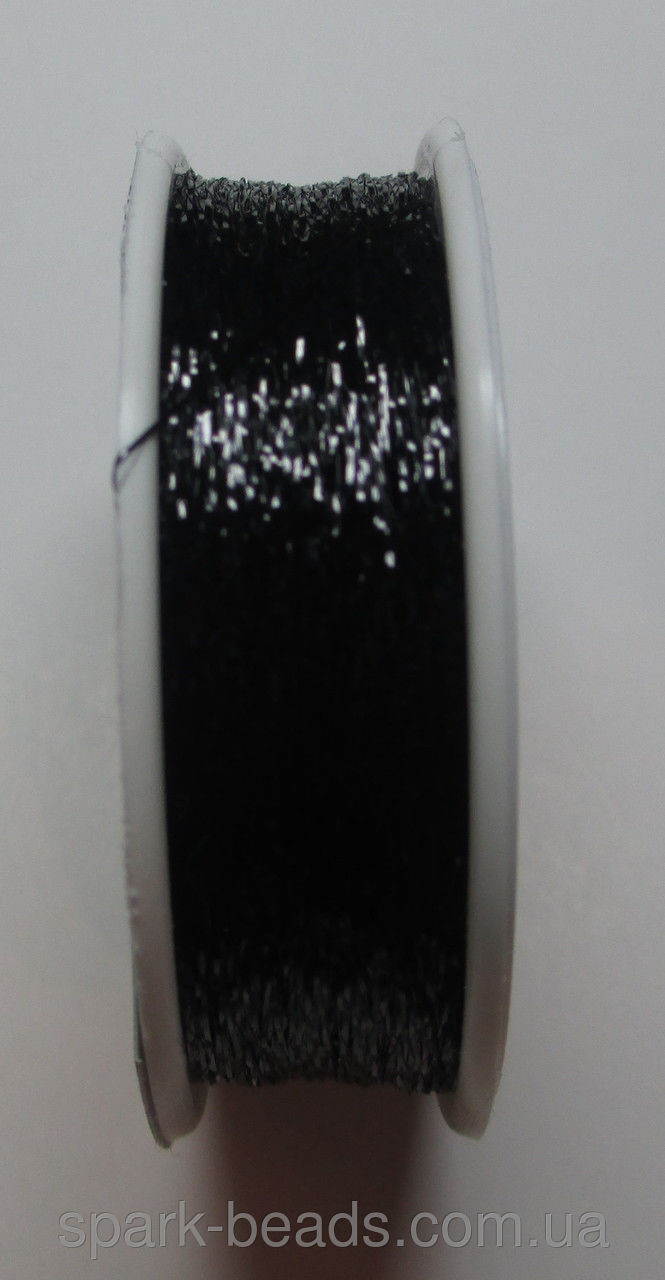 Люрекс Адель металлизированная нить плоская 02. Цвет черный