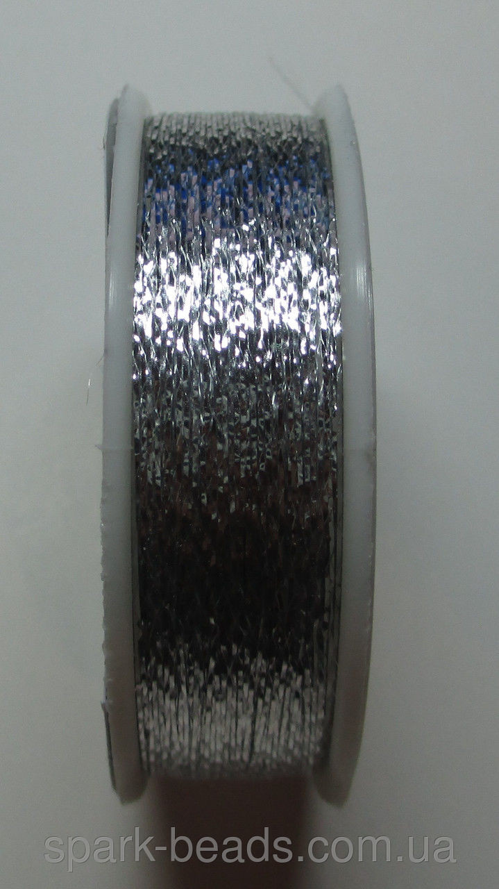 Люрекс Адель металлизированная нить плоская 03. Цвет серебро