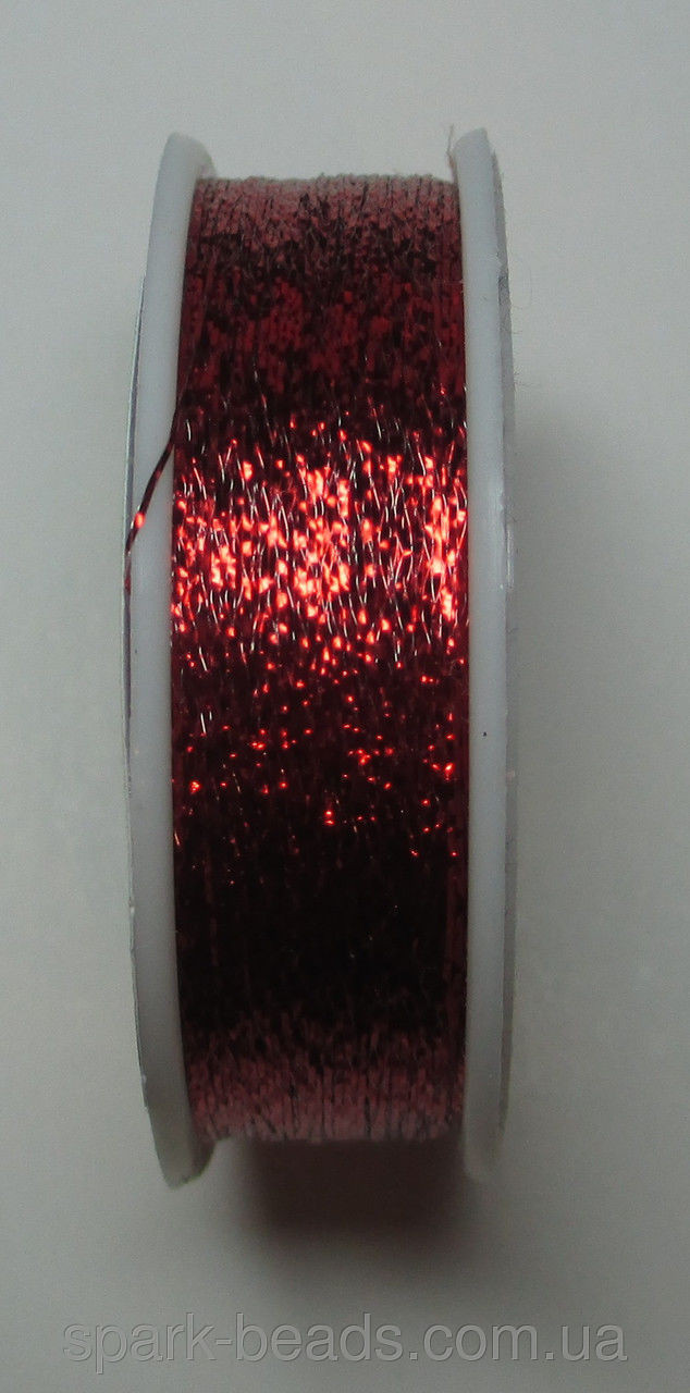 Люрекс Адель металлизированная нить плоская 10. Цвет красный