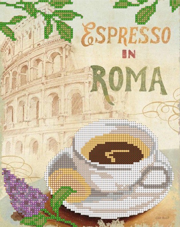 Схема для вышивки бисером ''Эспрессо в Риме''
