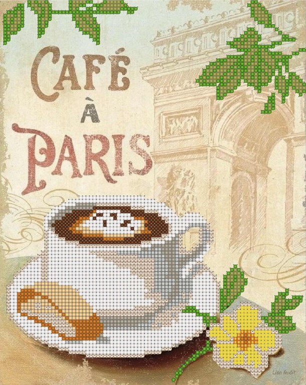 Схема для вышивки бисером ''Кофе в Париже''