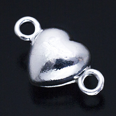 Магнітна застібка з латуні, серце, колір срібло УТ0016957