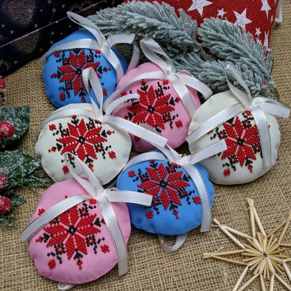 Набір новорічних прикрас для вишивання СК-4580-3 Восьмикутна зірка (кольорові)