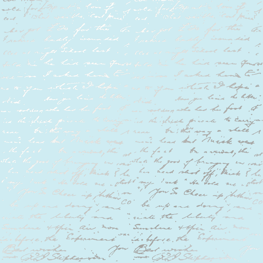 Лист одностороннього паперу з фольгуванням Silver Text Blue 30,5х30,5 см