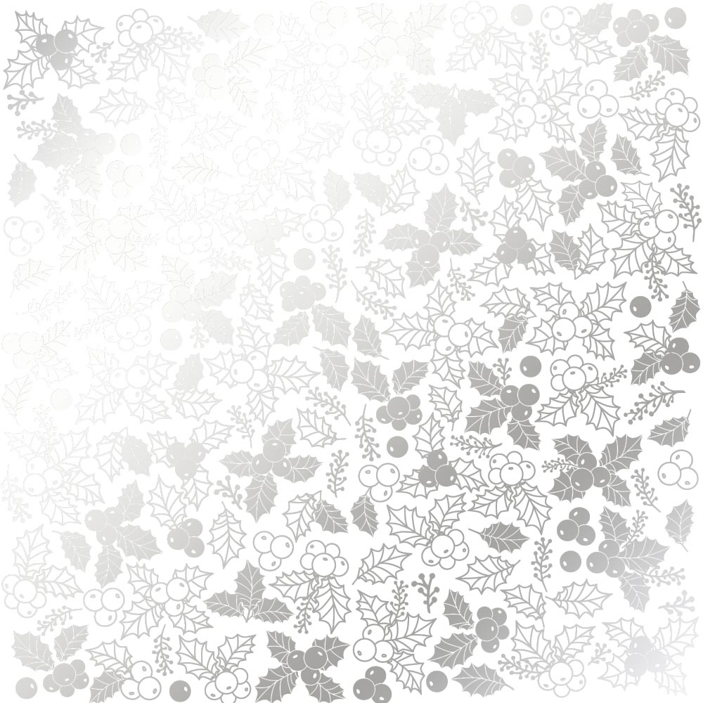 Лист одностороннього паперу з фольгуванням Silver Winterberries White 30,5х30,5 см