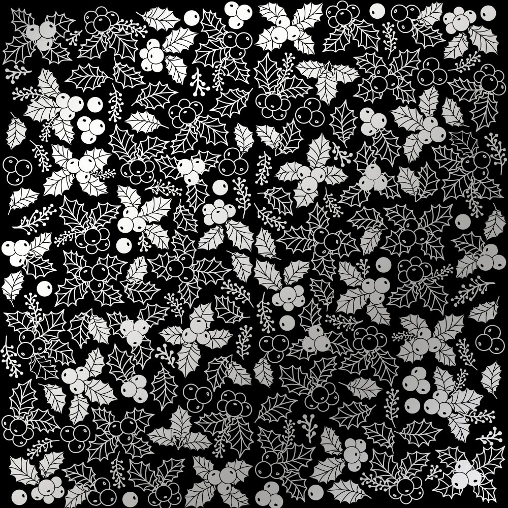 Лист одностороннього паперу з фольгуванням Silver Winterberries Black 30,5х30,5 см
