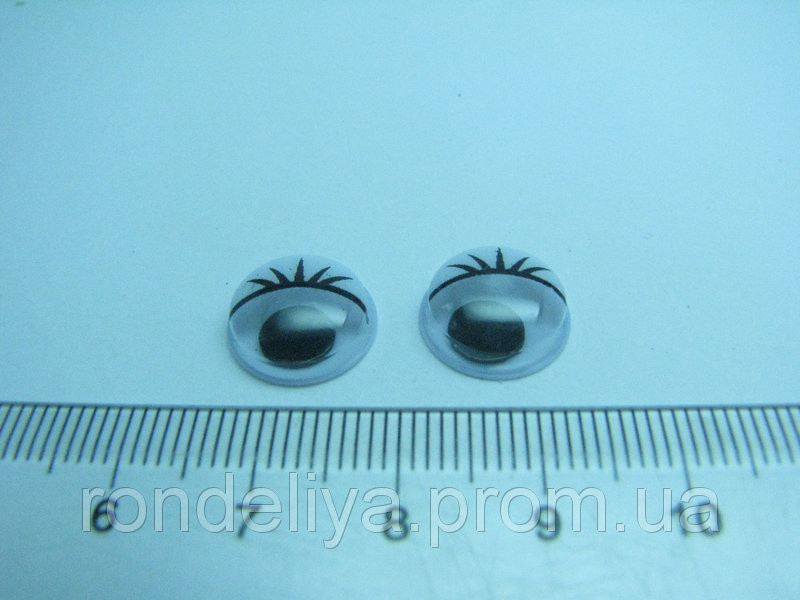  Глазки с подвижным зрачком и ресничками 12 мм