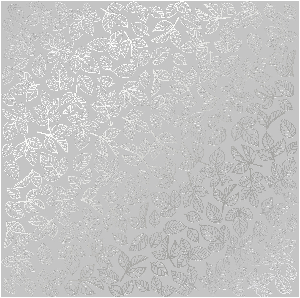 Лист одностороннього паперу з фольгуванням Silver Rose leaves Gray 30,5х30,5 см