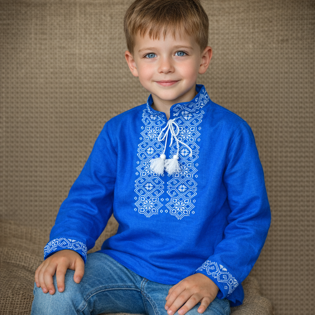 Пошита сорочка на хлопчика для вишивання бісером або нитками № 017.3-ПХС(Т)