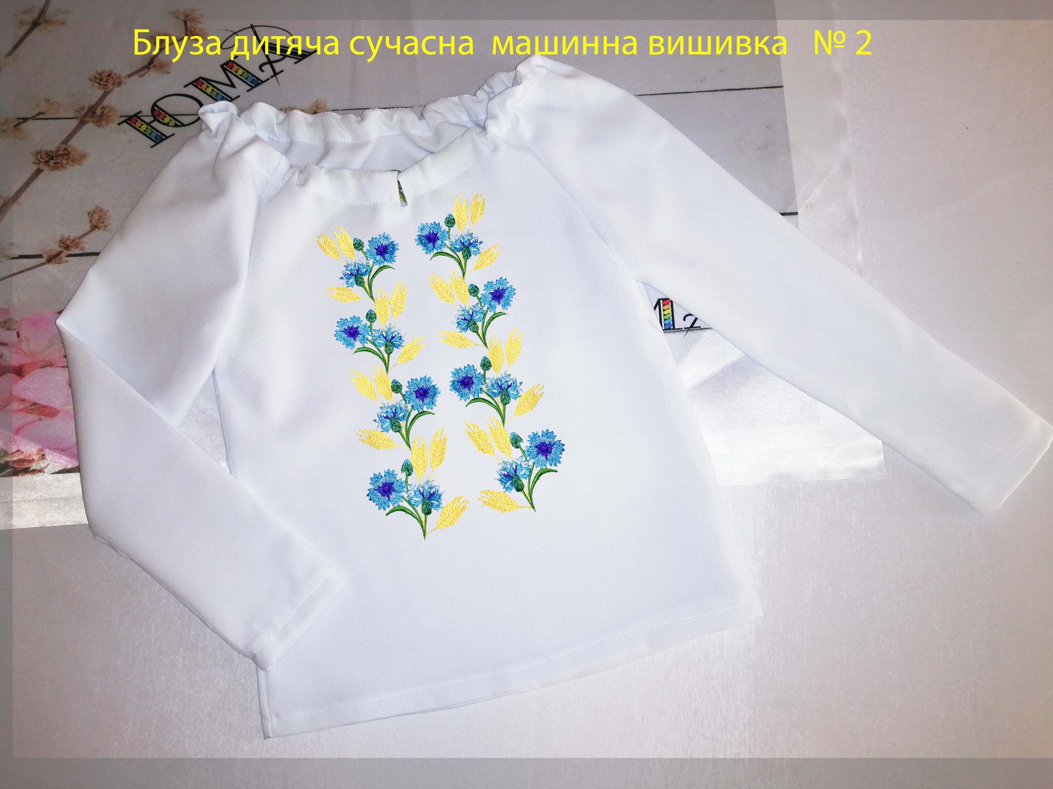 Дитяча блуза з машинною вишивкою Сучасна БДС МВ2