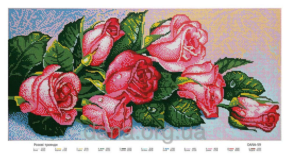 Схема для повної вишивки бісером Рожеві троянди