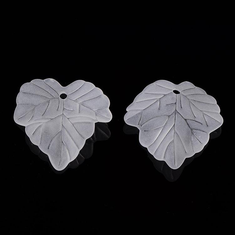 Підвіски акрил Лист прозорі, морозний стиль, безбарвні