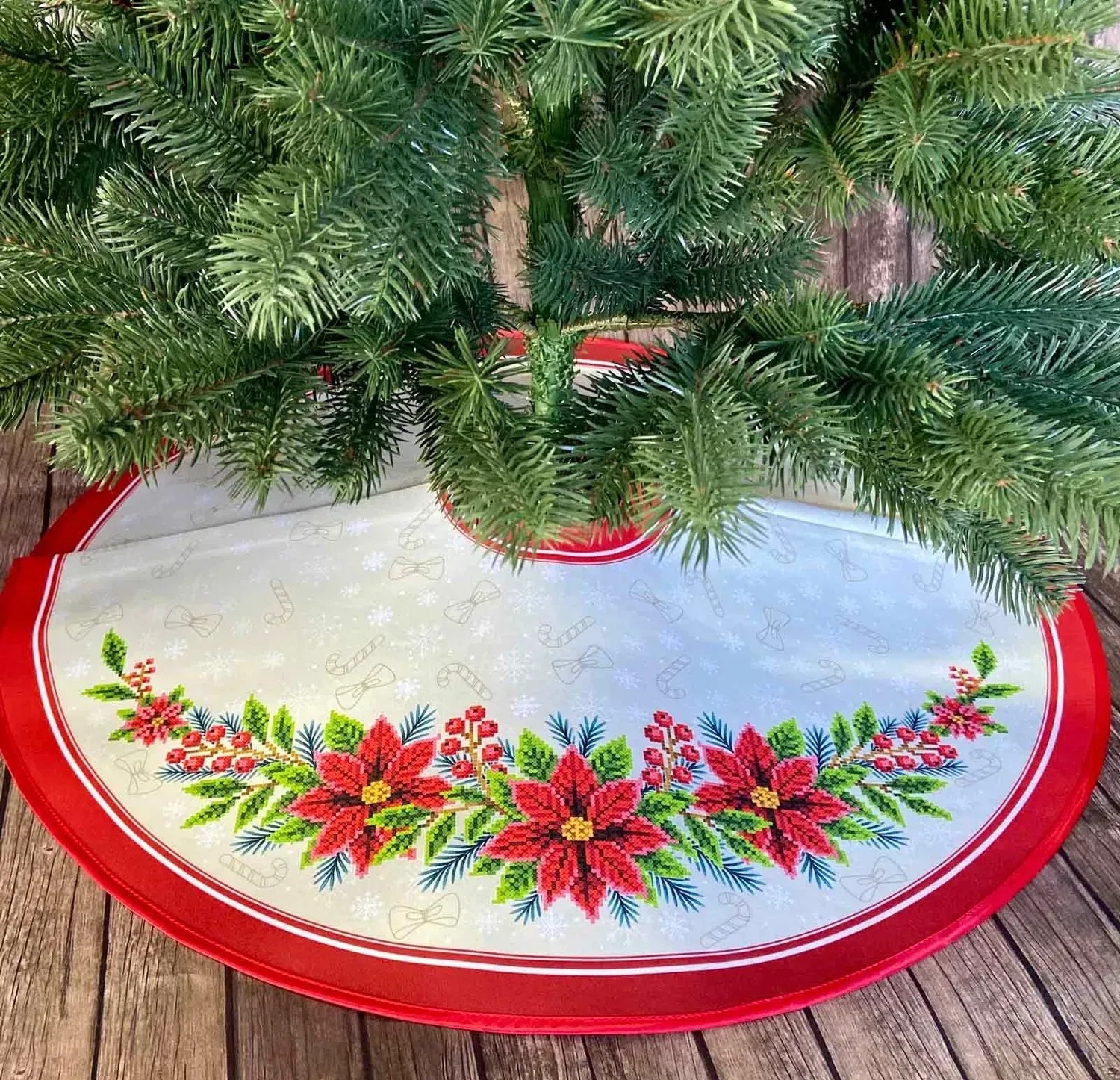 Спідниця під ялинку для вишивання бісером СЯ_318 Різдвяна квітка