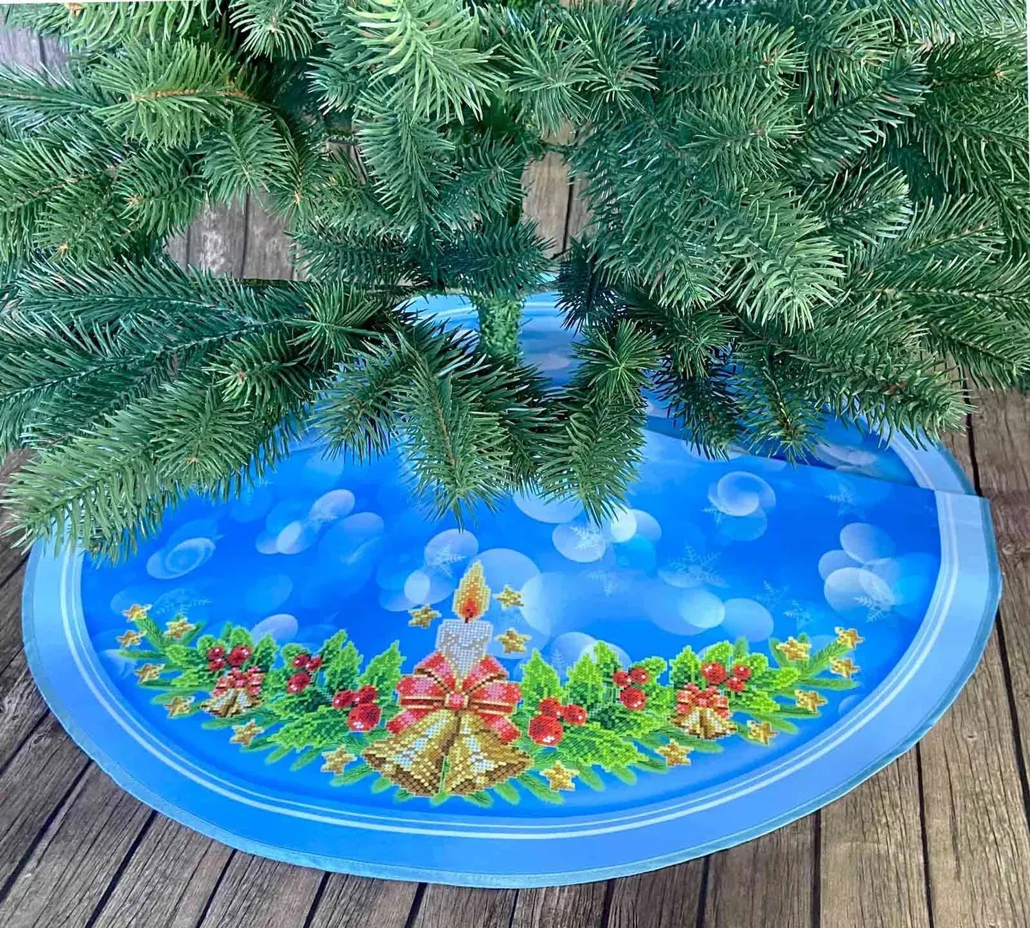 Спідниця під ялинку для вишивання бісером СЯ_319 Різдвяні дзвоники