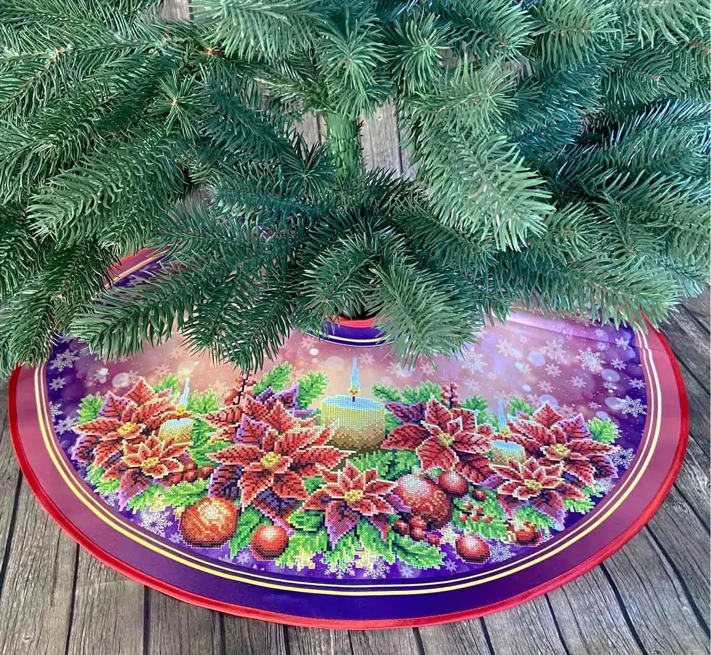 Спідниця під ялинку для вишивання бісером СЯ_320 Різдвяна свічка