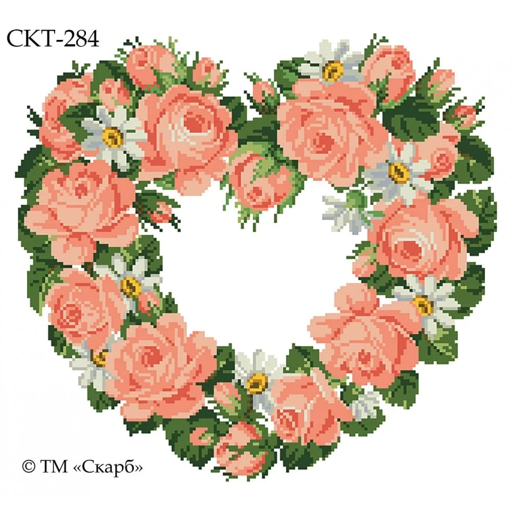 Термоналіпка з малюнком для вишивання СКТ-284 Серце з троянд