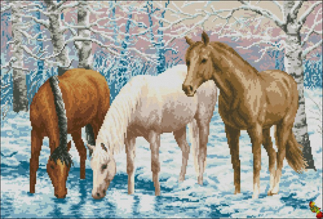 Схема для вишивання бісером ПК2-2155 Зимовий водопій