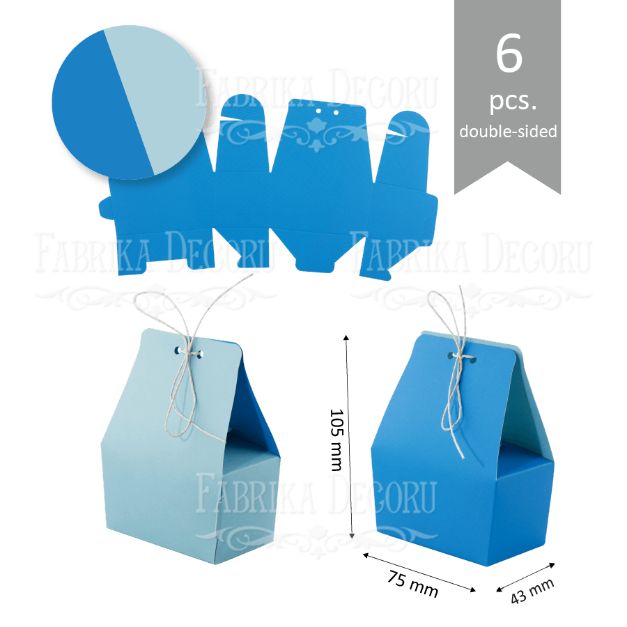 Набор картонных заготовок для изготовления подарочной упаковки. Цвет сине-голубой