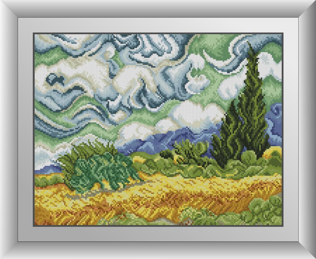 30778 Пшениця з кипарисами. Ван Гог. Dream Art. Набір алмазної живопису (квадратні, повна)