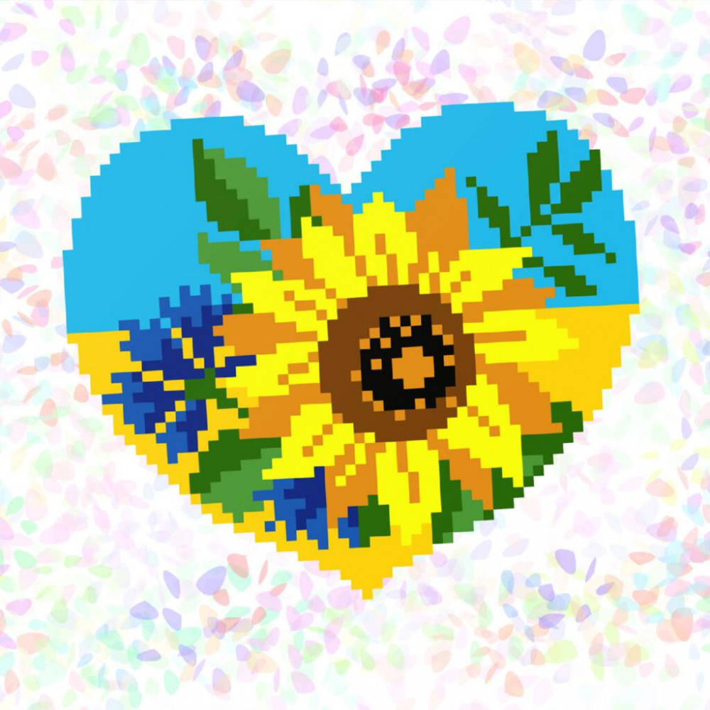 Водорозчинний флізелін із малюнком під вишивку K-141 Серце і квіти
