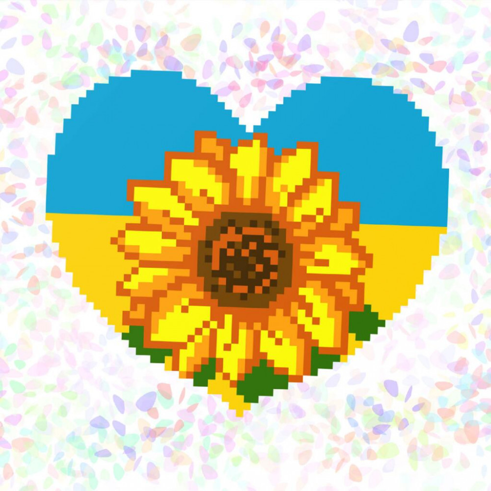 Водорозчинний флізелін із малюнком під вишивку K-143 Український соняшник