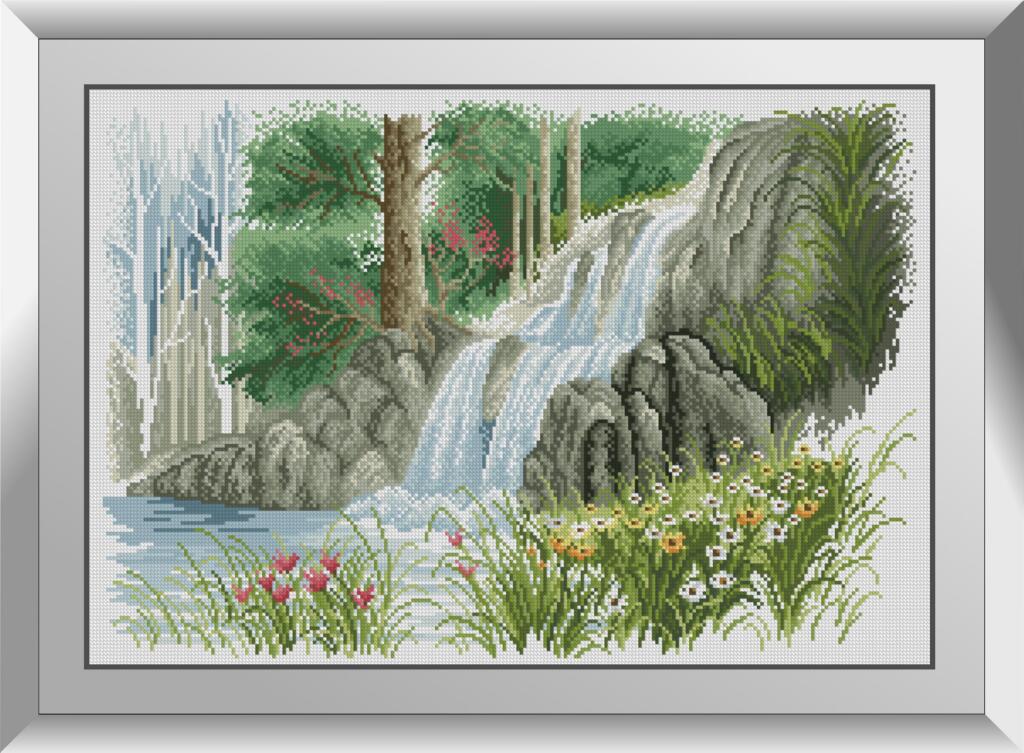 31284 Лісовий водоспад. Dream Art. Набір алмазної живопису (квадратні, повна)