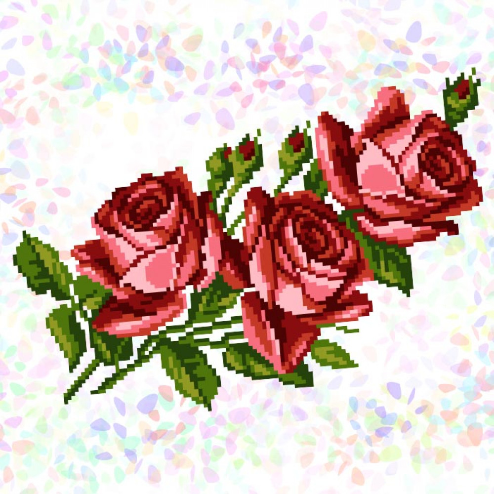 Водорозчинний флізелін із малюнком під вишивку K-337 Букет троянд