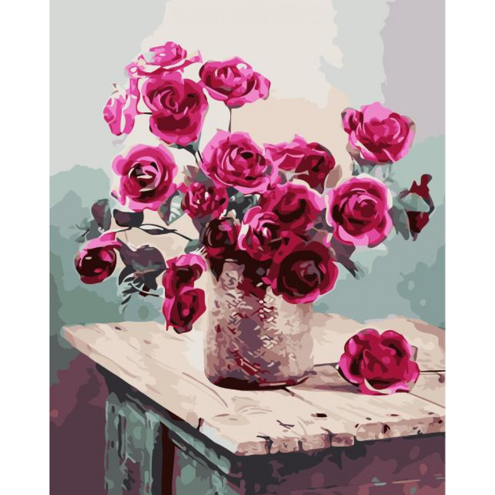 Набір для малювання картини за номерами Яскраві троянди TCR3228