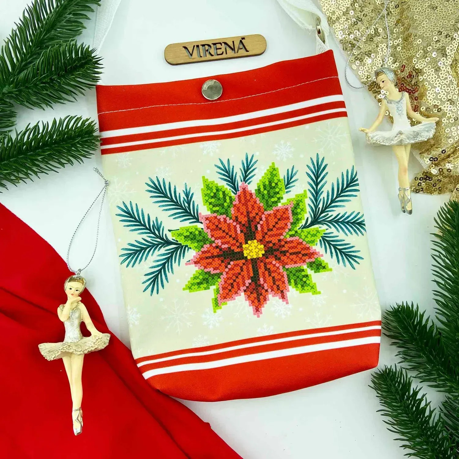 Мішечок посівалькика для вишивання 209 Різдвяні квіти