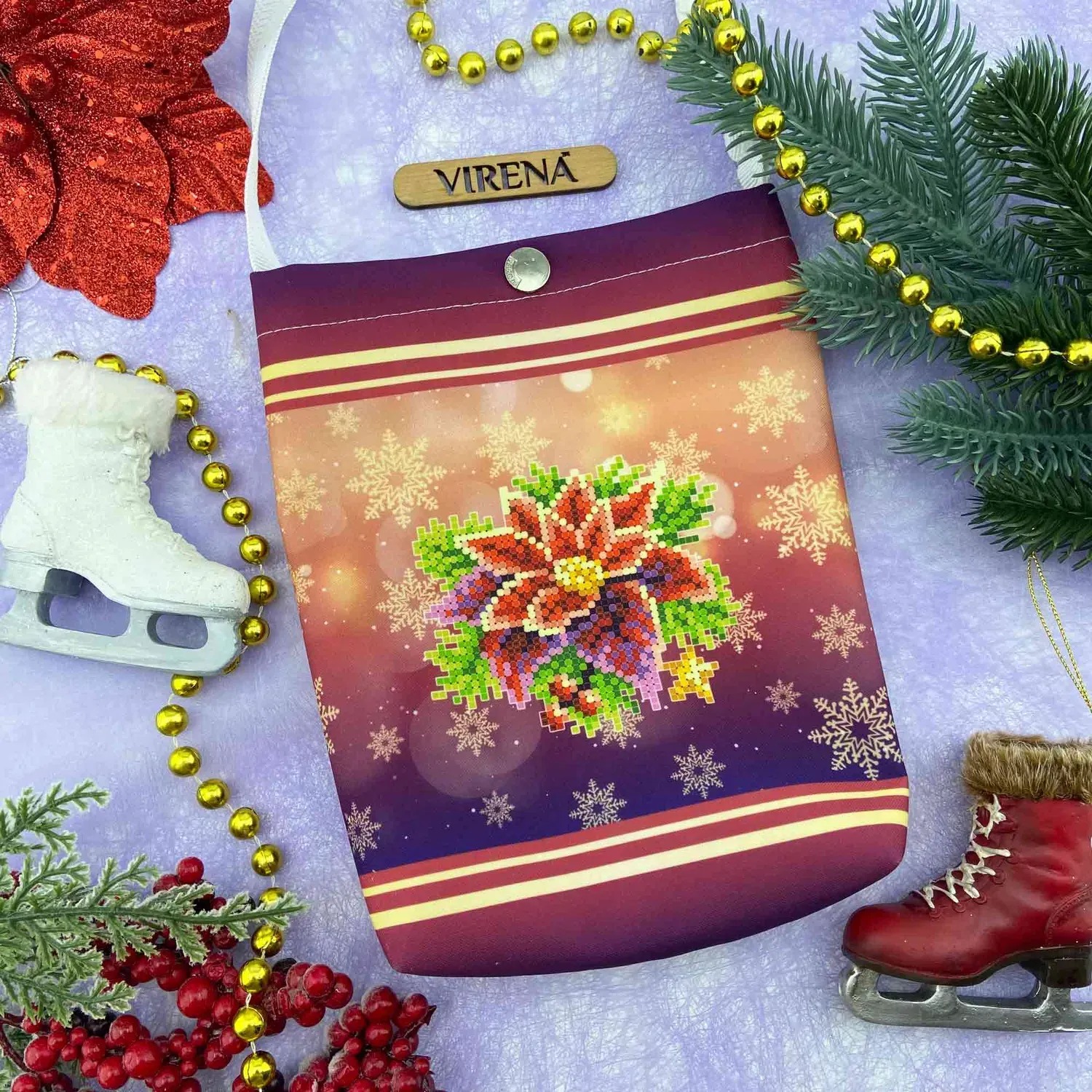 Мішечок посівалькика для вишивання 211 Різдвяні квіти