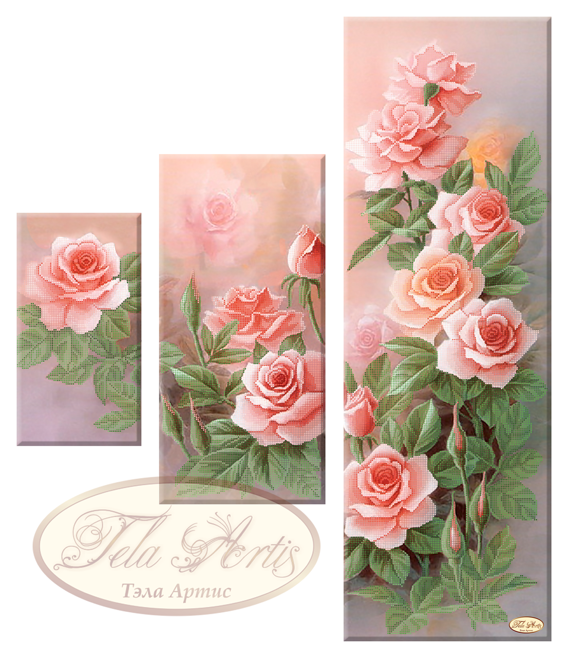 Схема для вишивки триптиху ''Рожевий сад''