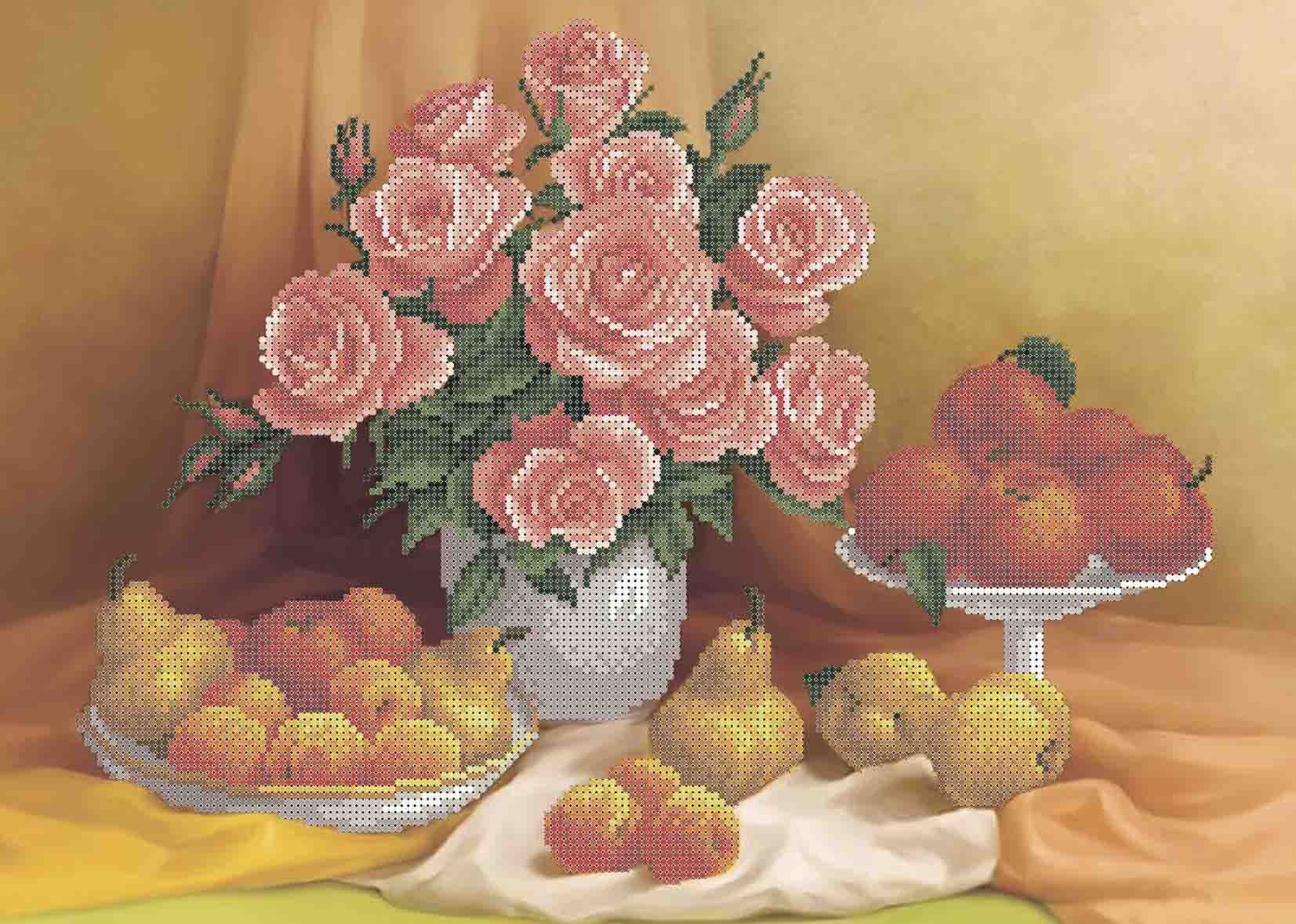 Схема для вишивки бісером А3-К-948 Троянди та фрукти