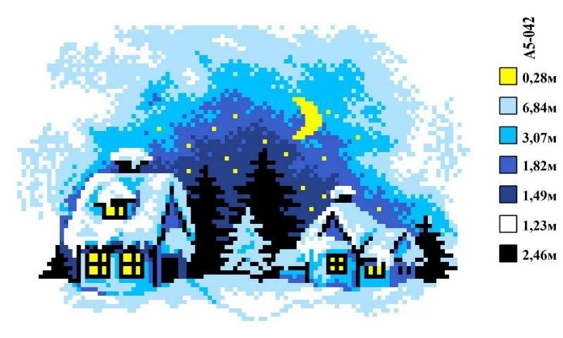 Набір для вишивки нитками А5-042 Зимова ніч