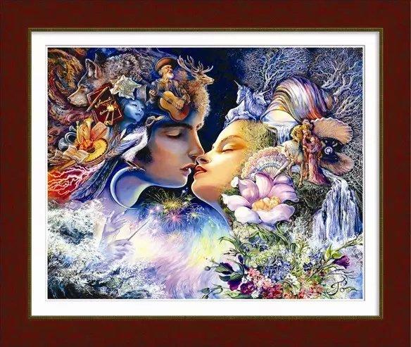 Прелюдія до поцілунку(за мотив.картини Жозефіни Уол) Dream Art. Набір алмазної живопису(круглі камені,год