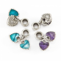 Шарми євронамистини з кулоном серце, метал з емаллю, колір мікс УТ0029010
