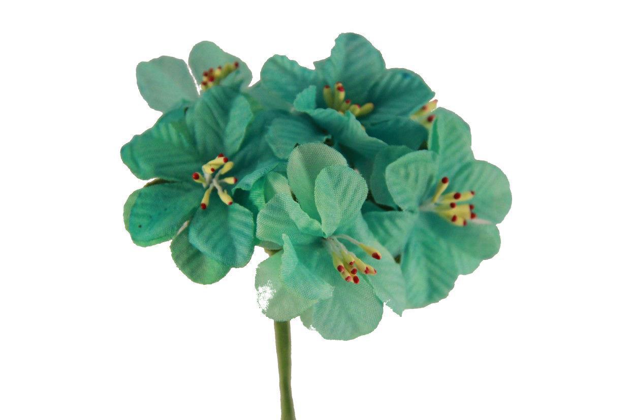 Цветок искуственный бирюзовый (пучок 6 цветков)