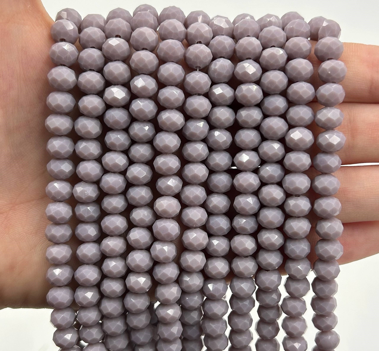 Намистини кришталев (рондель) 8х6мм колір непрозорий пудровий