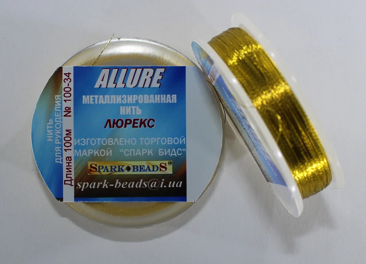 Люрекс Аллюр металлизированная нить круглая 34. Цвет золото