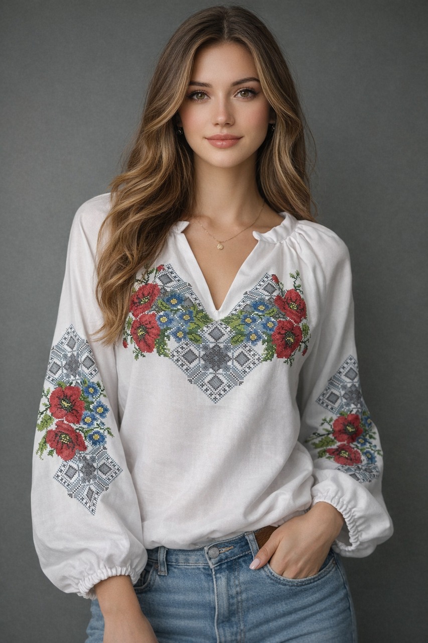 Пошита жіноча блуза для вишивання ПЖС-060
