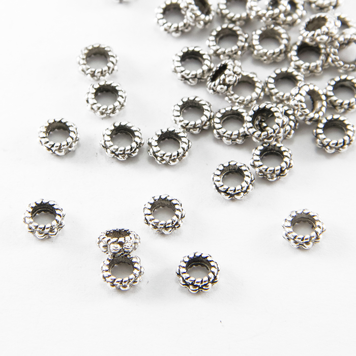 Намистини роздільники металеві, колір - античне срібло, 6х3 мм., Відп. 3 мм