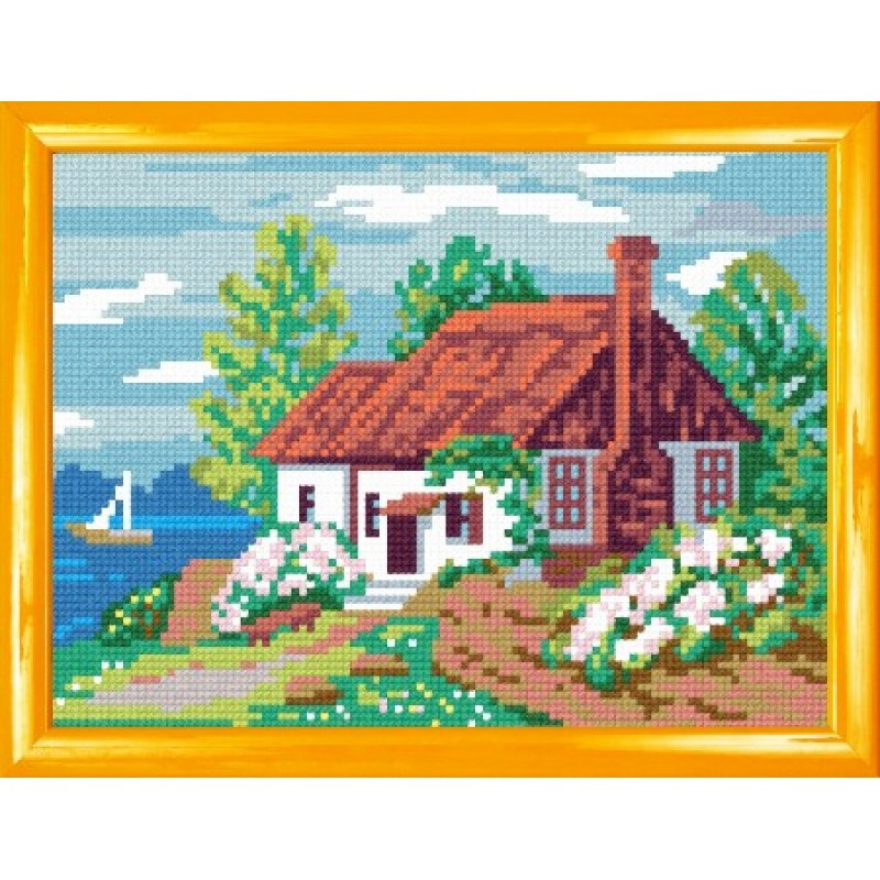 Схема на канве под вышивку нитками H-21. ПЕЙЗАЖ ВРЕМЕНЯ ГОДА: ВЕСНА