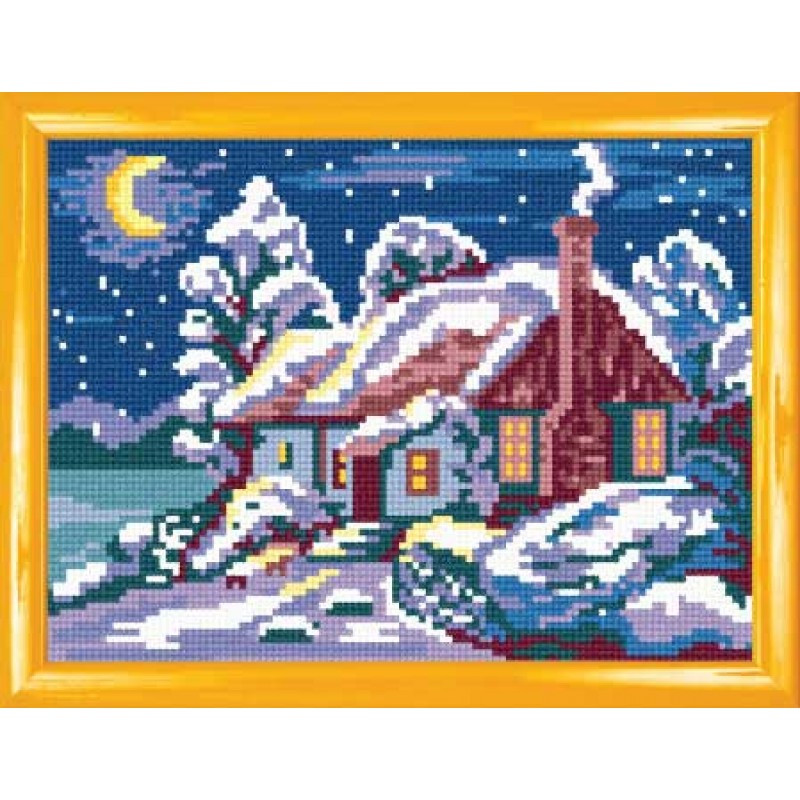 Схема на канве под вышивку нитками H-24. ПЕЙЗАЖ ВРЕМЕНЯ ГОДА: ЗИМА