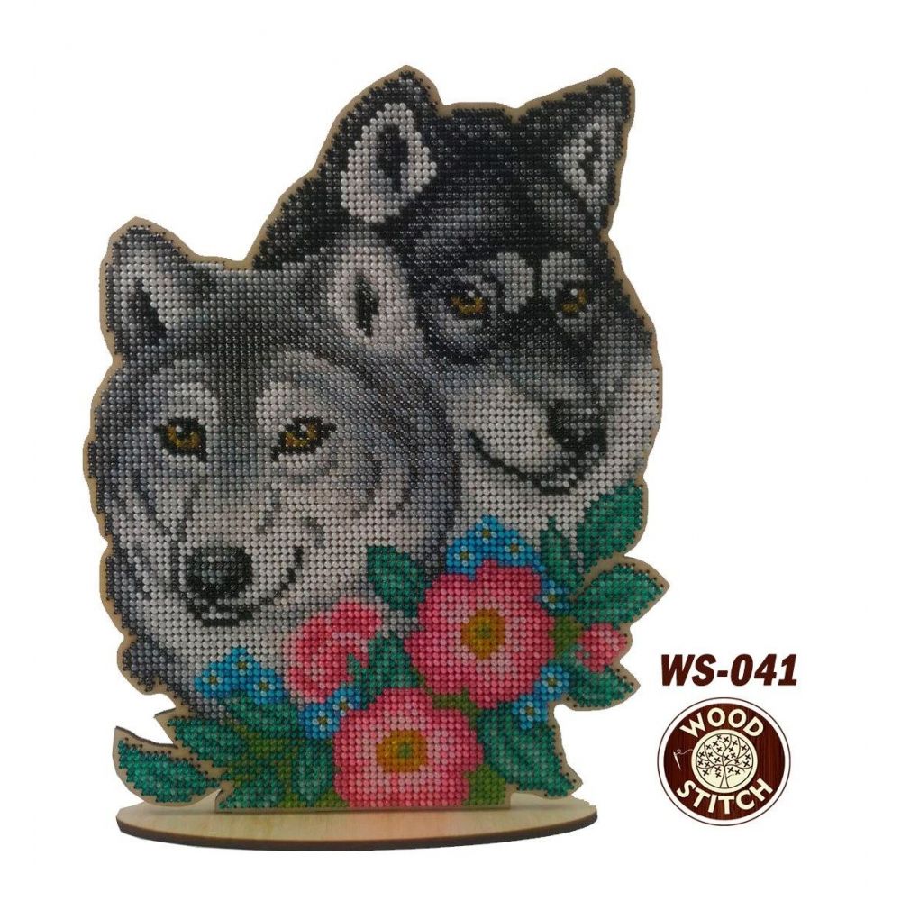 Набір для вишивки бісером на дерев'яній основі WS-041 Пара вовків