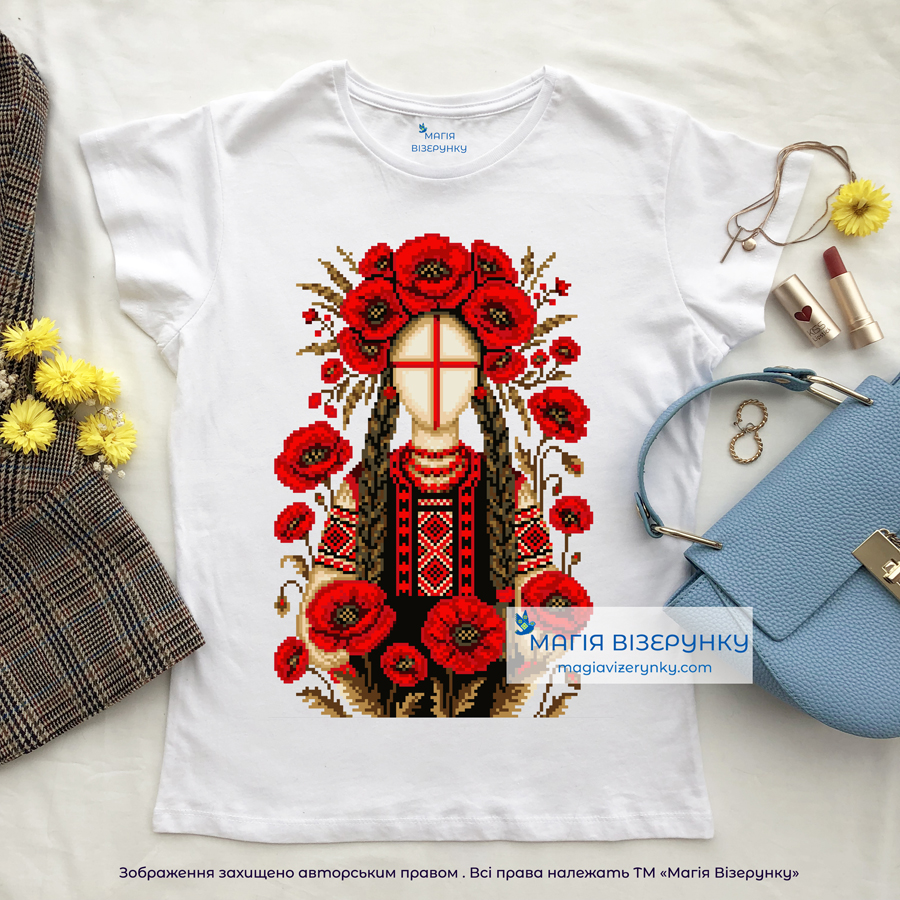 Футболка для вишивання Ф-33 Мотанка з маками
