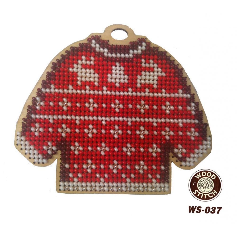 Набір для вишивки бісером на дерев'яній основі WS-037 Ялинкова іграшка  