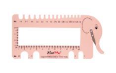 Шкала размеров для спиц и крючков с резаком для пряжи KnitPro (розовый)